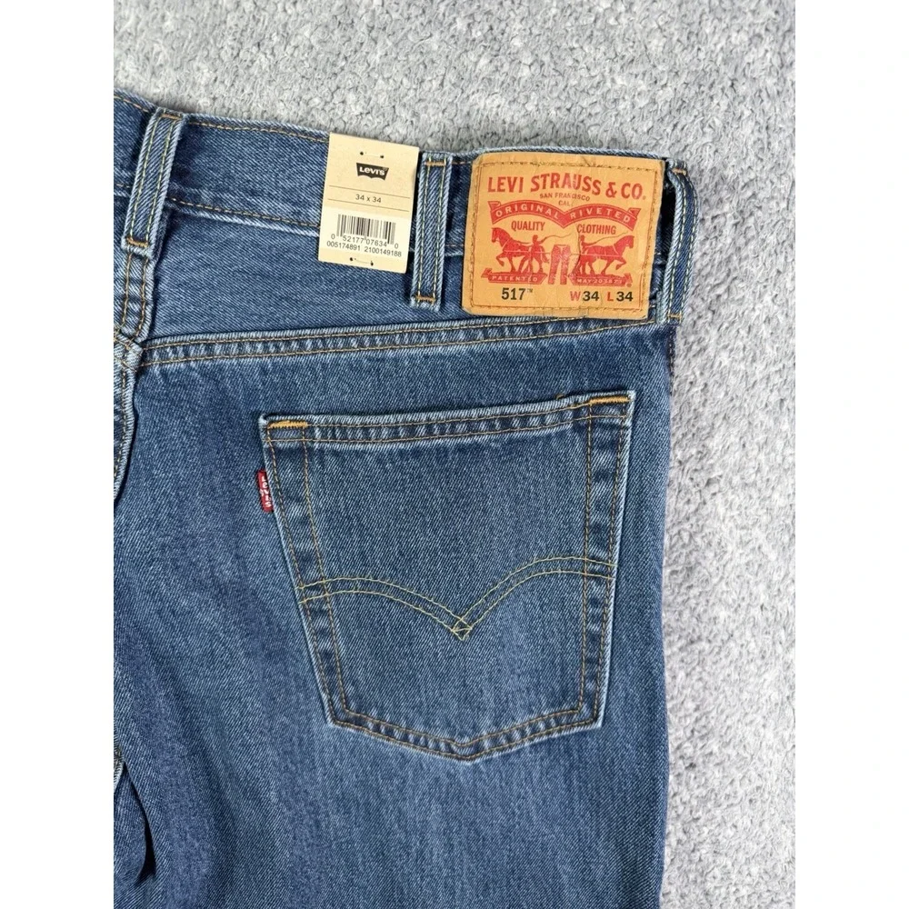 NWT Levis 517 Jeans Mens 34x34 Blue Bootcut Cowboy Rodeo Medium Wash Denim Jeans